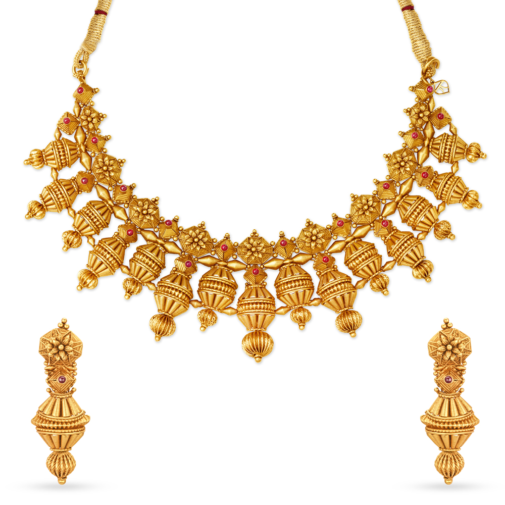 Buy Majestic Antique Gold Neckwear Set Perfect for Any Bride at Best ...