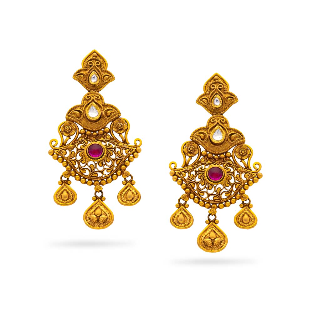 Buy Traditional Paisley-Motif Drop Earrings at Best Price | Tanishq US