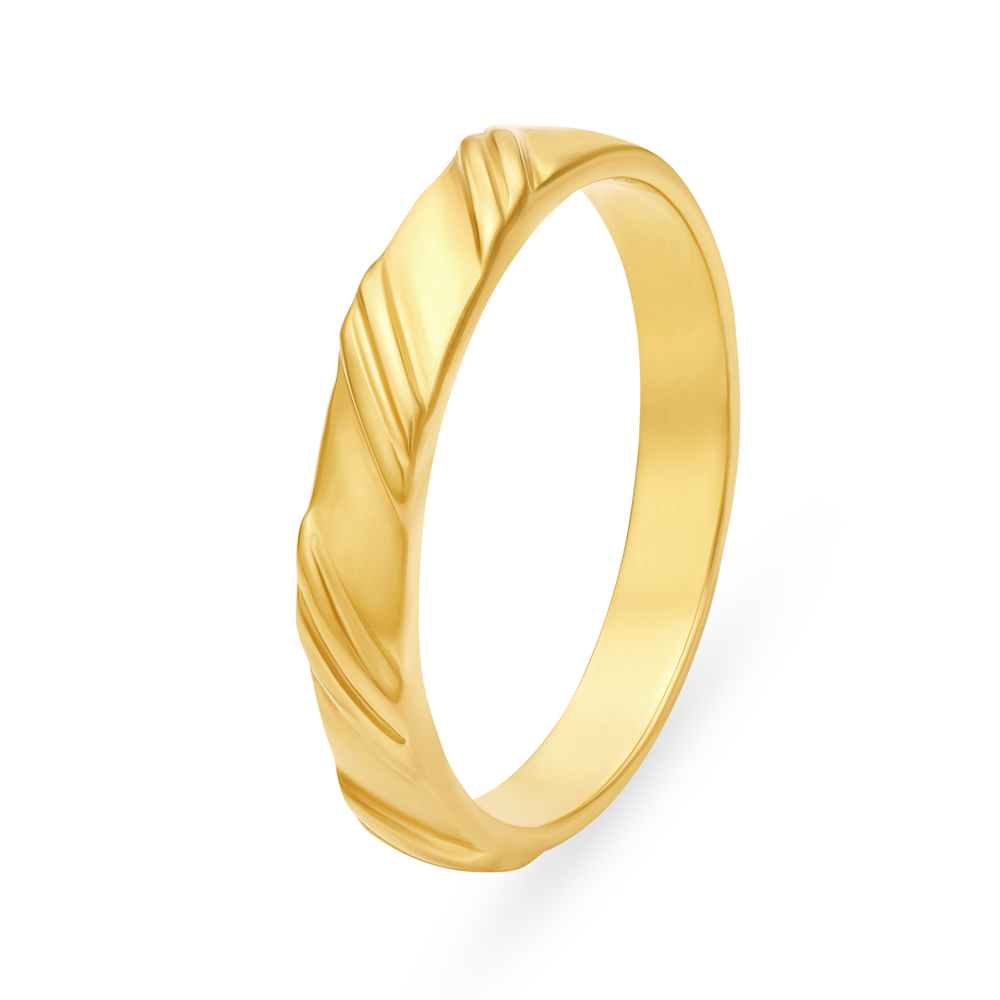 Buy Minimalist 22 Karat Yellow Gold Ridged Finger Ring at Best Price ...