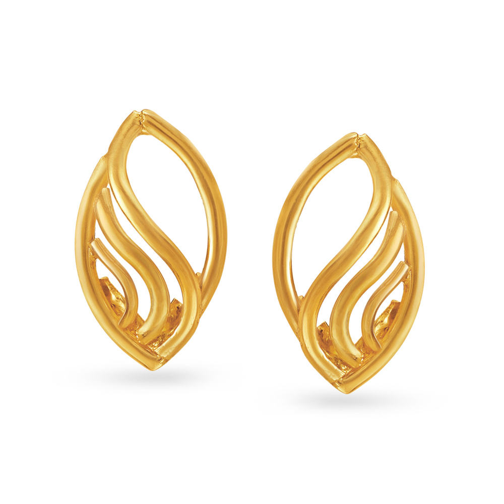 Buy Minimalist 22 Karat Yellow Gold Leaf Drop Earrings at Best Price ...