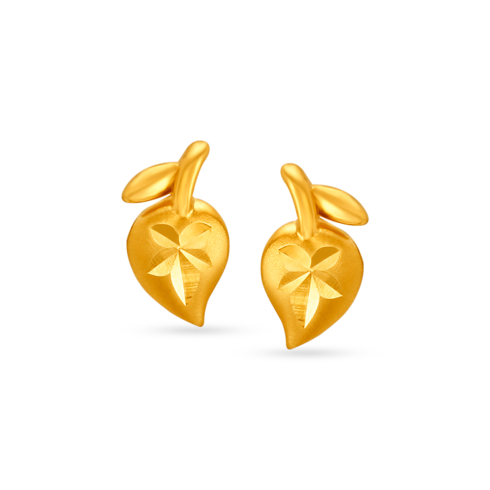 Buy Charming 22 Karat Yellow Gold Mango Shaped Stud Earrings At Best 