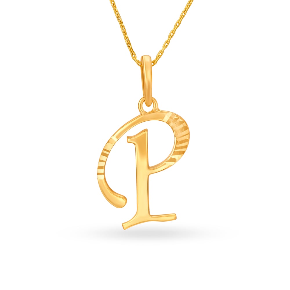 Buy Beautiful Typographic Letter P Gold Pendant at Best Price | Tanishq US