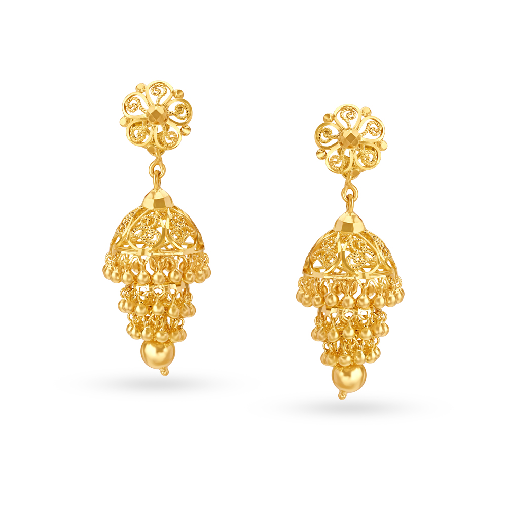 Buy Ornate Floral Jhumkas at Best Price | Tanishq US