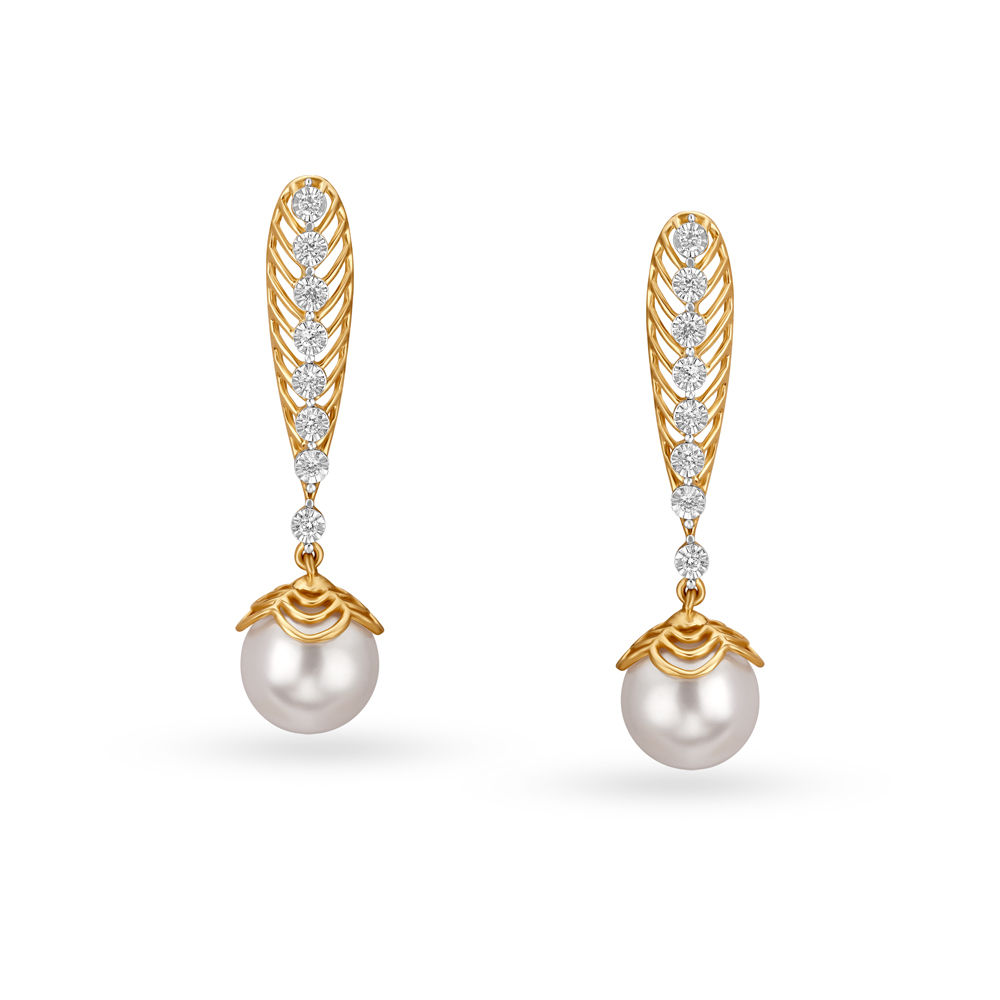 Buy Diamond Drop Earrings with Rock Crystal at Best Price | Tanishq US