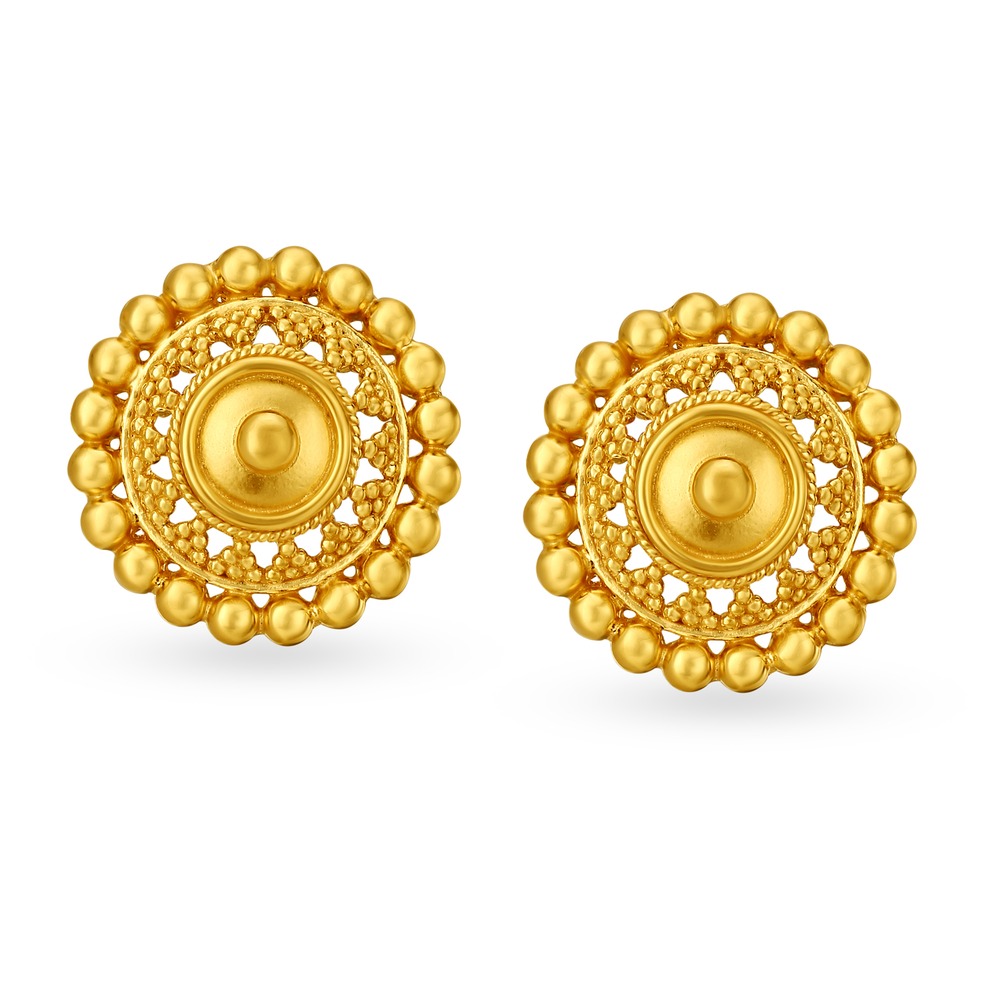 Buy Essential 22 Karat Yellow Gold Beaded Studs at Best Price | Tanishq US