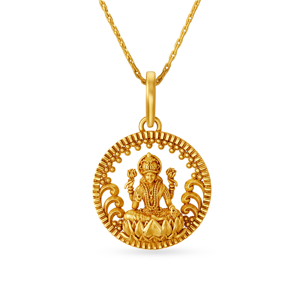 Buy Elaborate carved Goddess Laxmi Gold Pendant at Best Price | Tanishq US