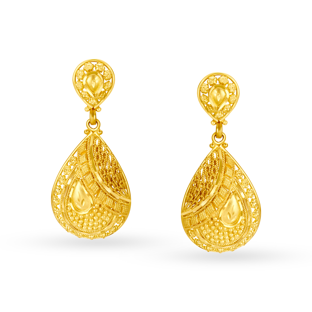 Buy Exquisite Gold Jali Work Drop Earrings At Best Price Tanishq Us 4794